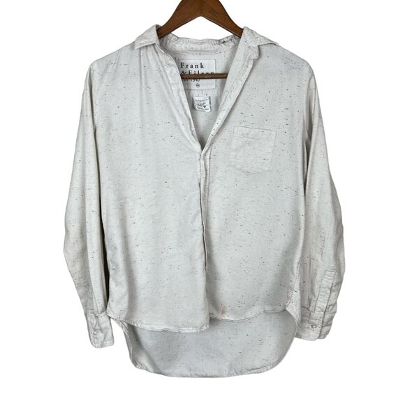 Frank & Eileen Flannel Eileen Shirt Women XXS Fleck Off White Relaxed Fit Cotton - Picture 14 of 14